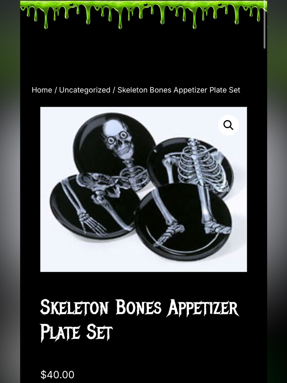 Department 56 Skeleton Appetizer Dessert Plates Set Of Four (4)